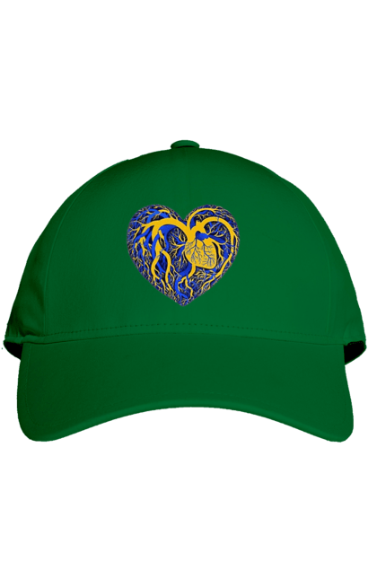 Cap with prints Hearts of the unbreakable. Dark blue, heart, symbolics, ukraine, unbreakable. 2070702