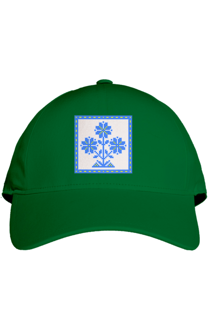 Кепка з принтом "Жовто блакитна вишивка квіти". Вишивка, вишивка хрестиком, квіти, символ україни, традиції україни, україна. 2070702