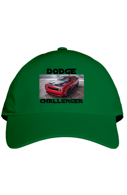 Кепка з принтом "Додж челенджер". Авто, автомобіль, американська легенда, додж челенджер, класичний автомобіль, культове авто, масл кар, потужний автомобіль. 2070702
