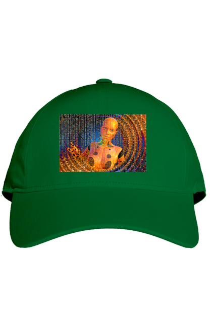 Кепка з принтом "Штучний інтелект". Айті, айтішник, гик, жінка, знання, інженер, інтелект, кібер, кібернетика, кіборг, код, комп, комп`ютерник, кристал, машинне навчання, мікросхема, мозок, портрет, програміст, професіонал, професія, розробник, розум, хакер, чіп, штучний інтелект, штучний розум. 2070702