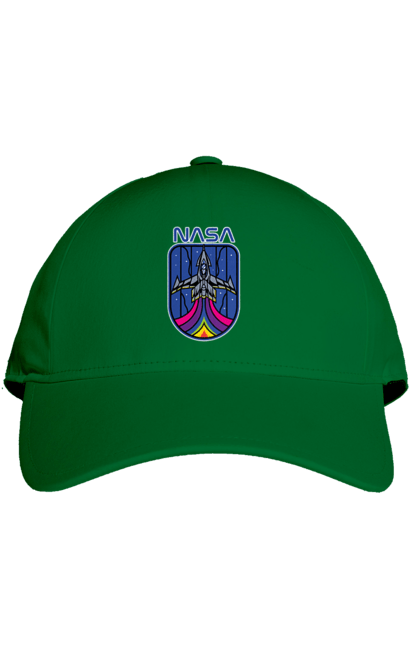 Cap with prints NASA. Aeronautics, astronautics, aviation, nasa, research, rocket, science, space, technologies, usa. 2070702