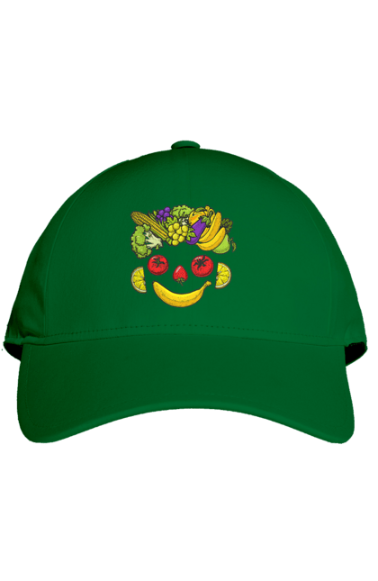 Кепка с принтом Зож Улыбка. Зож, овощ, улыбка, фрукт. 2070702