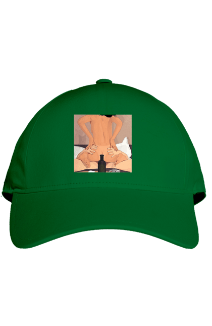 Кепка з принтом "Гола Дівчина, Пляшка І Сигарети". Гола, зверху. 2070702