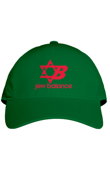 Кепка з принтом "Jew Balance Red". New balance, гумор, еврейські, жарти, жартівливі, літні, прикольні, червоний. 2070702