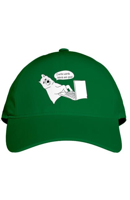 Кепка з принтом "Собака програміст". Angular, c, css, html, it, javascript, jquery, php, python, react, svelt, vue, айтишник, айті, гумор, код, кодувати, прогер, програміст, програмісти, ти ж, ти ж програміст, тиж програміст. 2070702