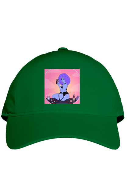 Кепка з принтом "Фіолетова Дівчина Фото У Дзеркалі". Білизна, дзеркало, фото. 2070702