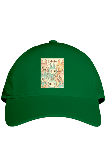 Кепка з принтом "Лабубу". Безтурботно, грайливо, дизайнперсонажу, каваї, лабубу, милі мистецтво, ніжні відтінки, пастельніквіти, стиль мультфільму, чарівно. 2070702
