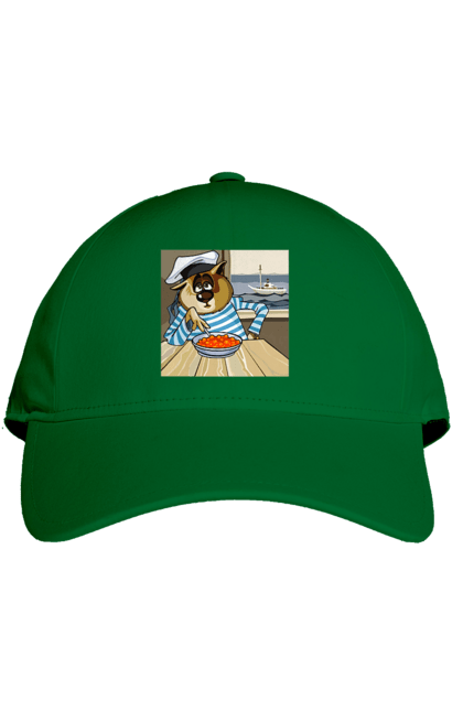 Кепка з принтом "Кот Моряк, На Кораблі Їсть Червону Ікру". Ікра, кіт, корабель, моряк. 2070702