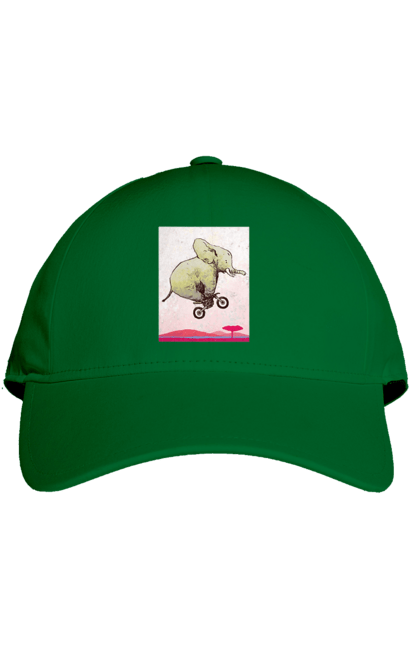 Кепка з принтом "Слон На Мотоциклі". Мотоцикл, політ, слон. 2070702