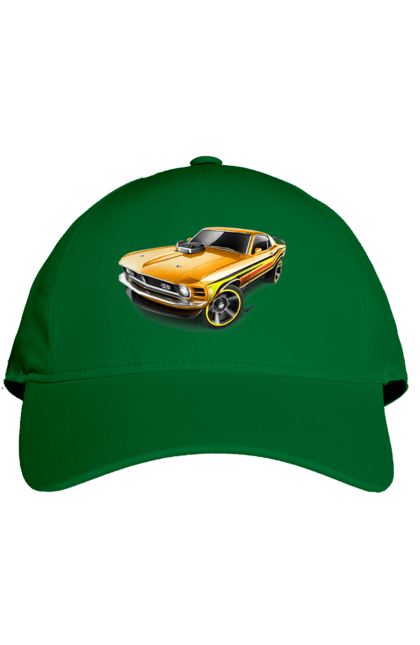 Кепка з принтом "Форд мустанг". Американська легенда, жовтий мустанг, культове авто, мустанг, потужне авто, форд мустанг, шелбі. 2070702