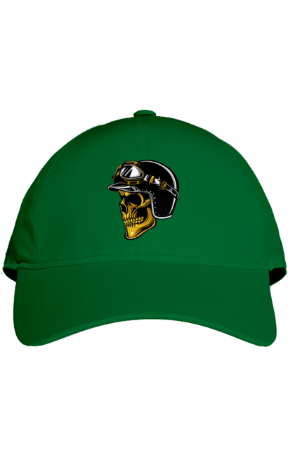 Кепка з принтом "Череп в мотошоломі". Крутий, очі, череп, шолом. 2070702