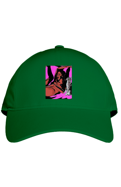 Cap with prints Girl Gets Fun. Cat, naked, passion, satisfaction. 2070702