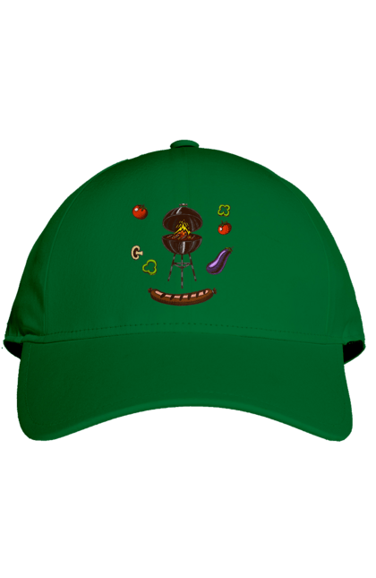 Кепка з принтом "Барбекю Сосиска". Барбекю, гриль, смажити, сосиска. 2070702