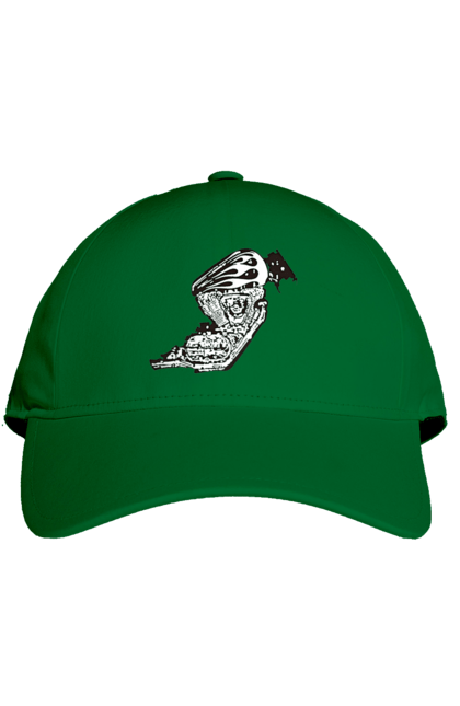 Кепка з принтом "Двигун мотоцикла". Байк, бензобак, двигун мотоцикла, харлей девідсон, циліндри, чопер. 2070702