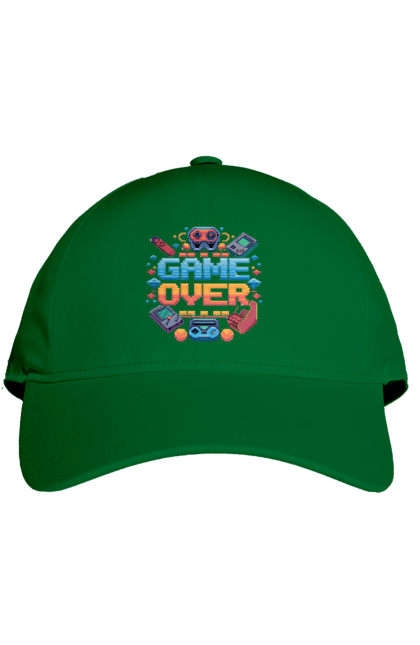 Кепка с принтом Game Over. 90-е, видео игра, геймер, для геймеров, игра, пиксель, пиксель арт. 2070702