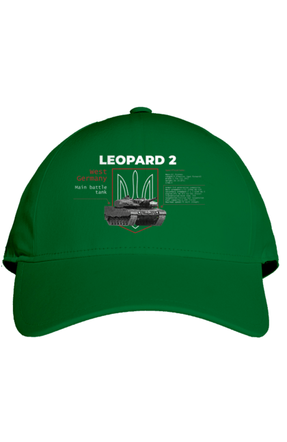 Кепка з принтом "Leopard 2 англійська". Leopard 2, залужний, зброя, танк. 2070702