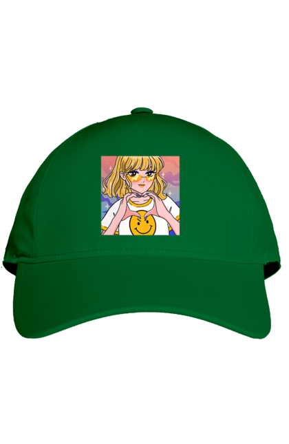 Кепка з принтом "Жовта Дівчинка". Аніме, дівчинка, смайл. 2070702