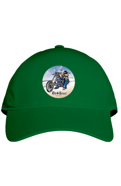 Cap with prints Old school. Auto moto, motorcycle, music band, old hardening, performers, rock band. 2070702