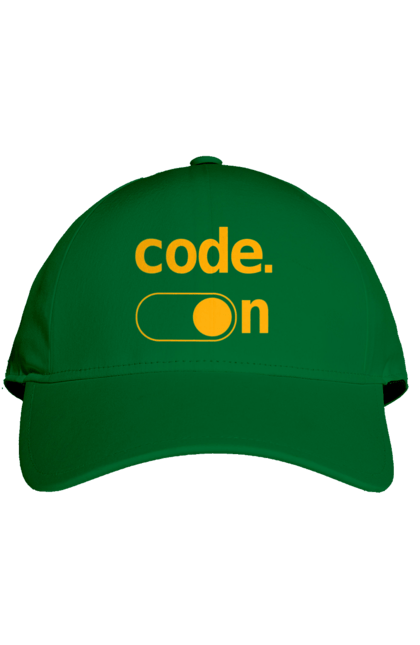 Кепка з принтом "Код увімкнено". Айті, айтішник, для айтішника, для програміста, код увімкнено, подарунок айтішнику, подарунок програмісту, програміст, розробник. 2070702