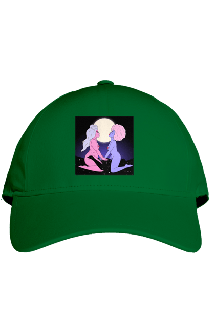 Кепка с принтом Две Инопланетянки И Луна. Девушки, инопланетянки, сверху. 2070702