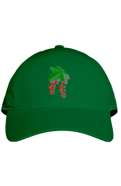 Кепка з принтом "Порічки Червоні". Делікатес, зріла, їжа, листя, літо, порічки, порічки червоні, смачно, смородина, стигла, урожай, червона, червона смородина, ягідка, ягода, ягоди. 2070702