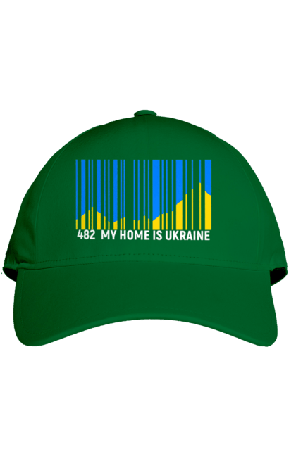 Кепка с принтом Мой дом это Украина. Bar code, blue sky, home, mountains, my country, my house, state mark, украина. 2070702