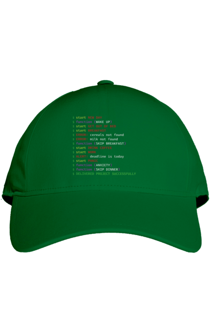 Кепка з принтом "Життя програміста". Angular, c, css, html, it, javascript, jquery, php, python, react, svelt, vue, айтишник, айті, гумор, код, кодувати, прогер, програміст, програмісти, ти ж, ти ж програміст, тиж програміст. 2070702