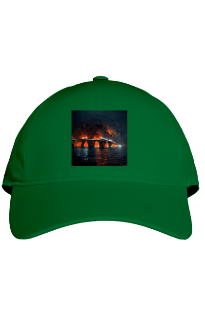 Кепка з принтом "Кримський мост горить". Армія росії, армія україни, годить, зсу, крим, мост, удар, удар зсу. 2070702