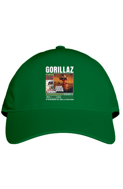 Cap with prints Gorillaz. Electronics, gorillaz, group, hip-hop, music, rock. 2070702