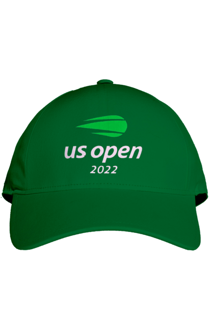 Кепка з принтом "Тенісний турнір US Open 2022". Великий теніс, відкритий чемпіонат, гравці, м`яч, нью йорк, призовий фонд, ракетка, турнірна сітка, хард, чемпіонат америки. 2070702