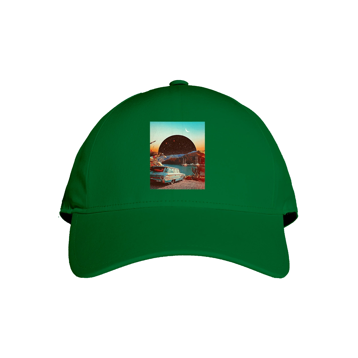 Painting, car by the river