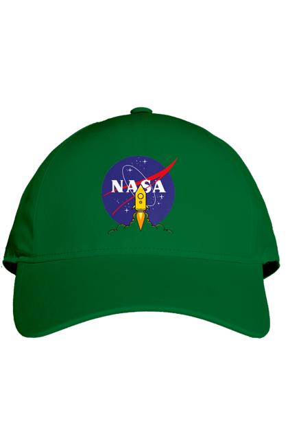 Cap with prints NASA. Aeronautics, astronautics, aviation, nasa, research, rocket, science, space, technologies, usa. 2070702