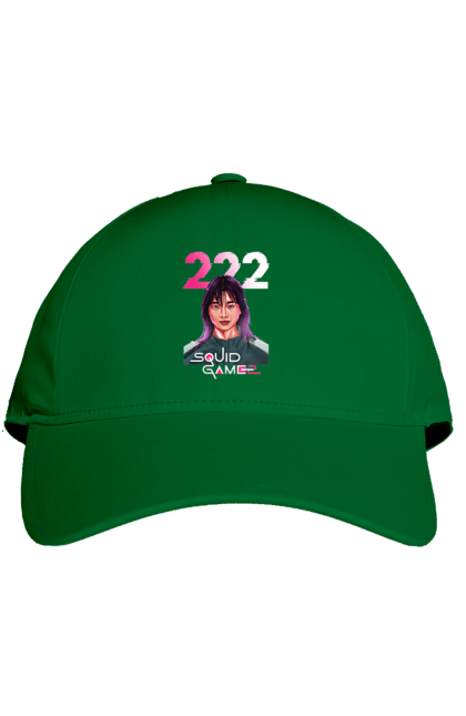 Кепка з принтом "Гра в кальмара Кім Чун Хі". 222, kim jun-hee, netflix, squid game, гра в кальмара, гравець 222, ким чун хі, нетфлікс, серіал. 2070702