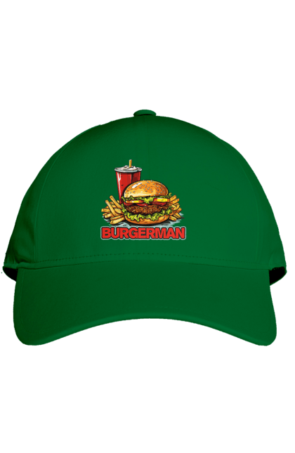 Cap with prints Burgerman. Burger, cool, fast food, food, for men, mcdonald`s, men`s, summer, trendy. 2070702