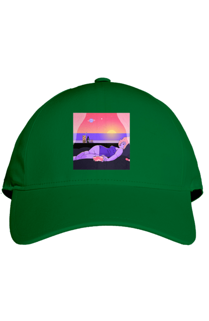 Кепка з принтом "Фіолетова Дівчина На Відпочинку". Дівчина, захід, телефон. 2070702