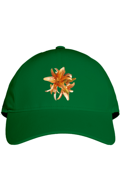 Кепка з принтом "Оранжева лілія". Квітка, краса, лілія, оранжевий, помаранчевий, природа, сонячний. 2070702