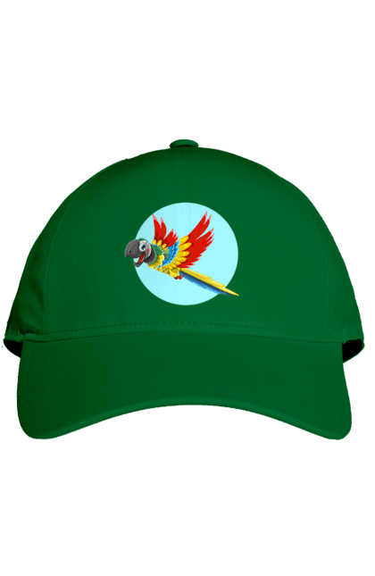 Кепка с принтом Попугай. Какаду, красочный попугай, летящий попугай, попугай, цветной попугай. 2070702