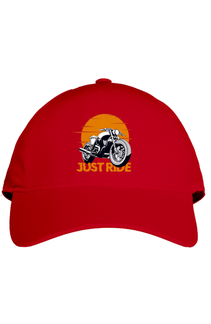 Cap with prints Motorcycle, Just Go. Motorbike, riding, road. 2070702