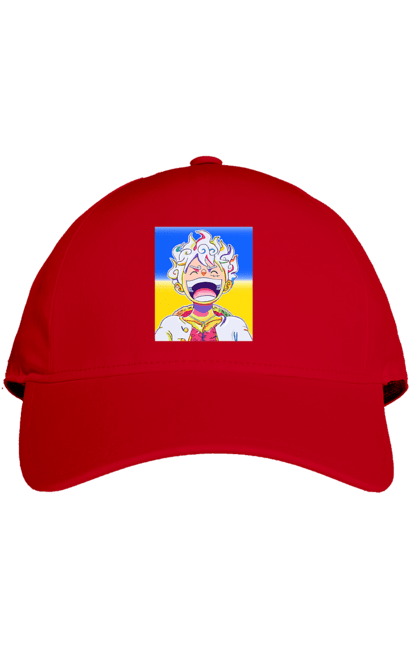 Кепка з принтом "Монкі д Луффі сміється на жовто блактному фоні". Ван піс, луффі, монкі д. луффі, прапор україни, символ україни, україна. 2070702