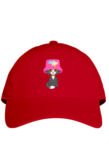 Кепка з принтом "Котик з картою україни". Євробачення, калош, кіт, котик, музика, панама калоша, символ україни, україна. 2070702