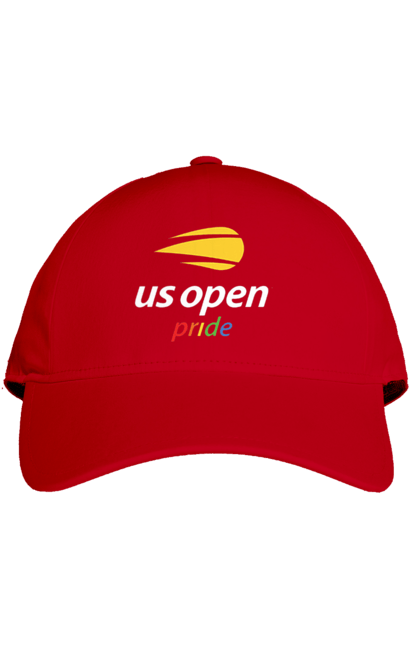 Кепка з принтом "Тенісний турнір US Open pride". Великий теніс, відкритий чемпіонат, гравці, м`яч, нью йорк, призовий фонд, ракетка, спонсор, хард, чемпіонат америки. 2070702