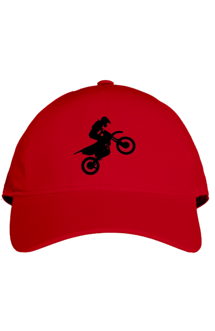 Кепка з принтом "Силует Мотоцикліста". Мотоцикл, мотоцикліст, шолом. 2070702