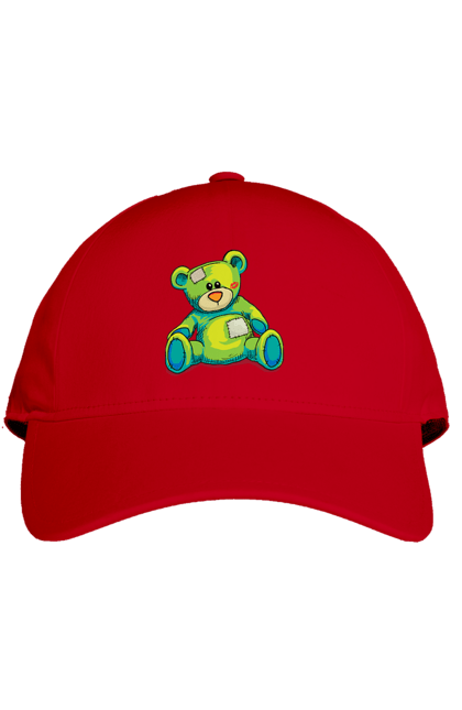 Cap with prints Teddy bear. Animal, bear, gift, kisses, old, patches, teddy, teddy bear, toy, vintage. 2070702