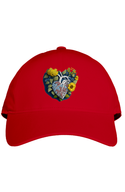 Кепка з принтом "Серце квіти". Люблю україну, перемога україни, серце, символи україни, соняшник, традиції україни, україна. 2070702