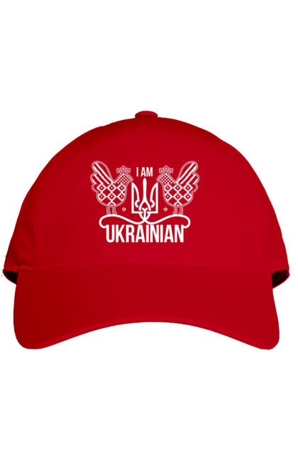 Кепка з принтом "Я українець". Вишиванка, з гербом, з гербом україни, з тризубом, патріотична, я українець, як у зеленського. 2070702