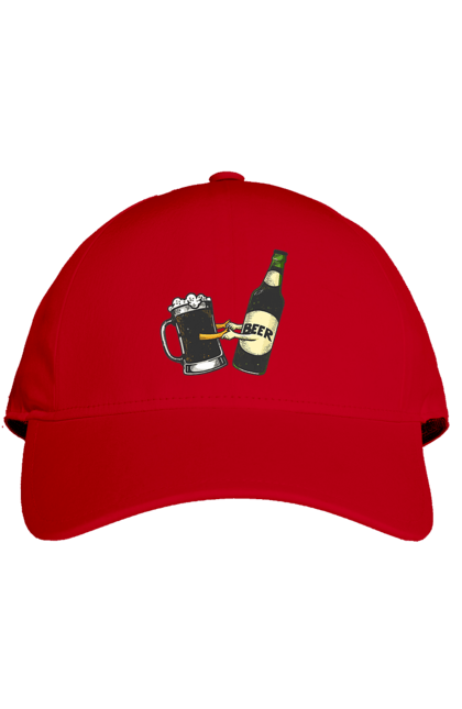 Кепка з принтом "Пляшка Пива З Келихом Пива". Келих, пиво, пляшка. 2070702