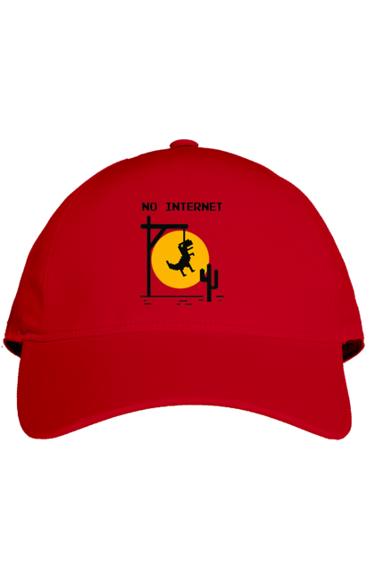 Кепка з принтом "No Internet". Айті, без інтернету, гумор, динозавр повісився, мем, немає інтернету, прикол, смішна. 2070702