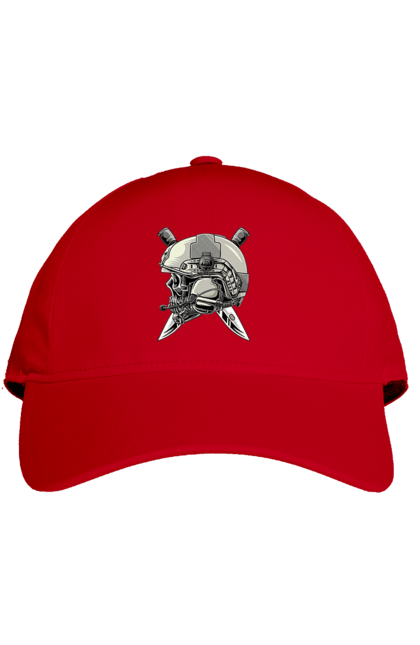 Кепка з принтом "Череп пілота". Військовий, захисник, ніж, пілот, череп, шолом. 2070702