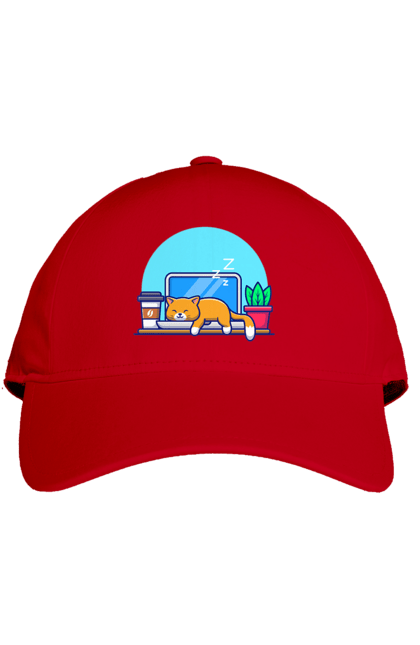 Кепка з принтом "Кіт програміст". Angular, c, css, html, it, javascript, jquery, php, python, react, svelt, vue, айтишник, айті, гумор, код, кодувати, прогер, програміст, програмісти, ти ж, ти ж програміст, тиж програміст. 2070702