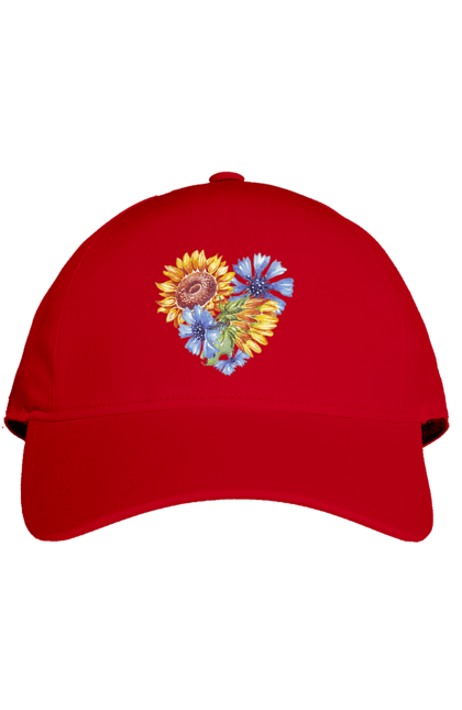 Кепка з принтом "Серце соняшники та фіалки". Квіти, люблю україну, любов, серце, соняшник, україна, фіалки. 2070702